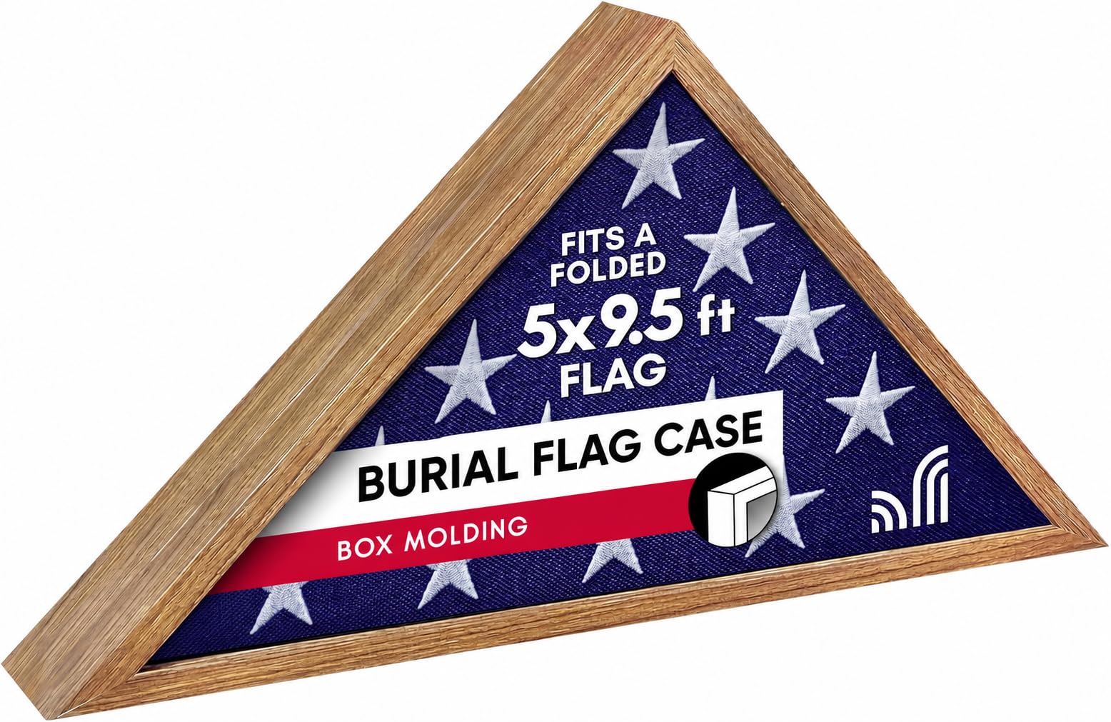Americanflat flag display case front view showing barn wood finish and dignified presentation