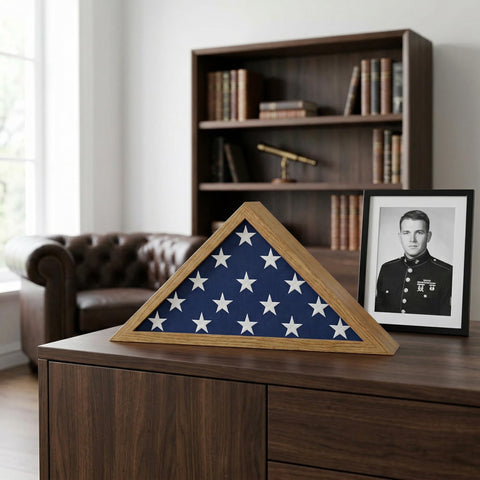 Americanflat on mantel demonstrating elegant tabletop display and respectful tribute