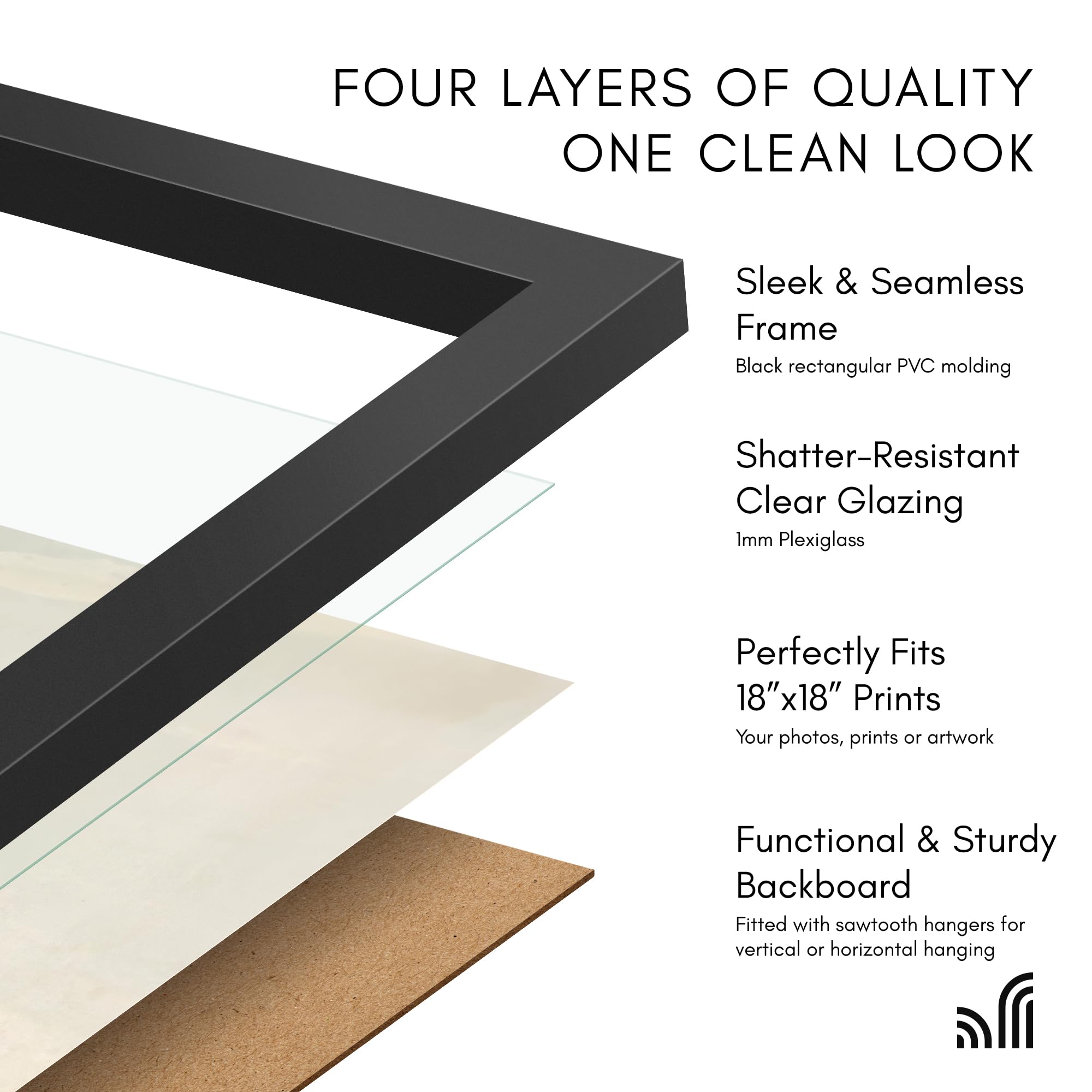 Americanflat frame back with hanging hardware showing easy installation and security