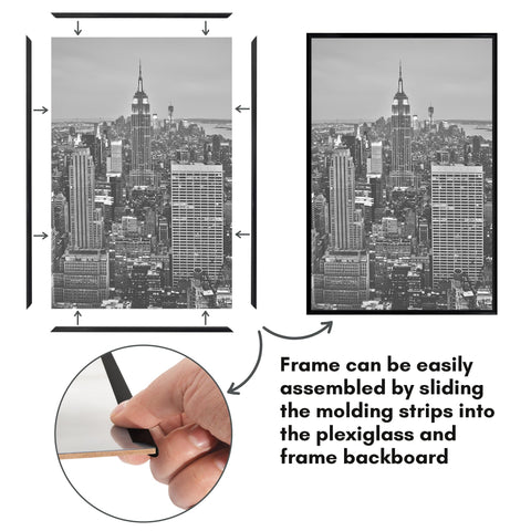 Americanflat frame back with hanging hardware visible for easy vertical or horizontal mounting