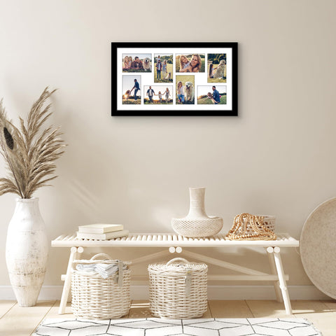 Americanflat framed collage on a living room wall adding modern decor appeal