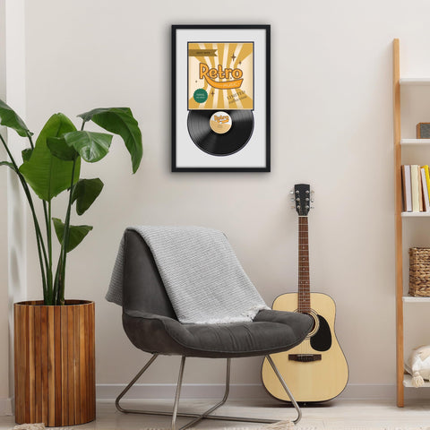 Americanflat frame with vinyl and mat showing centered 12x12 album presentation