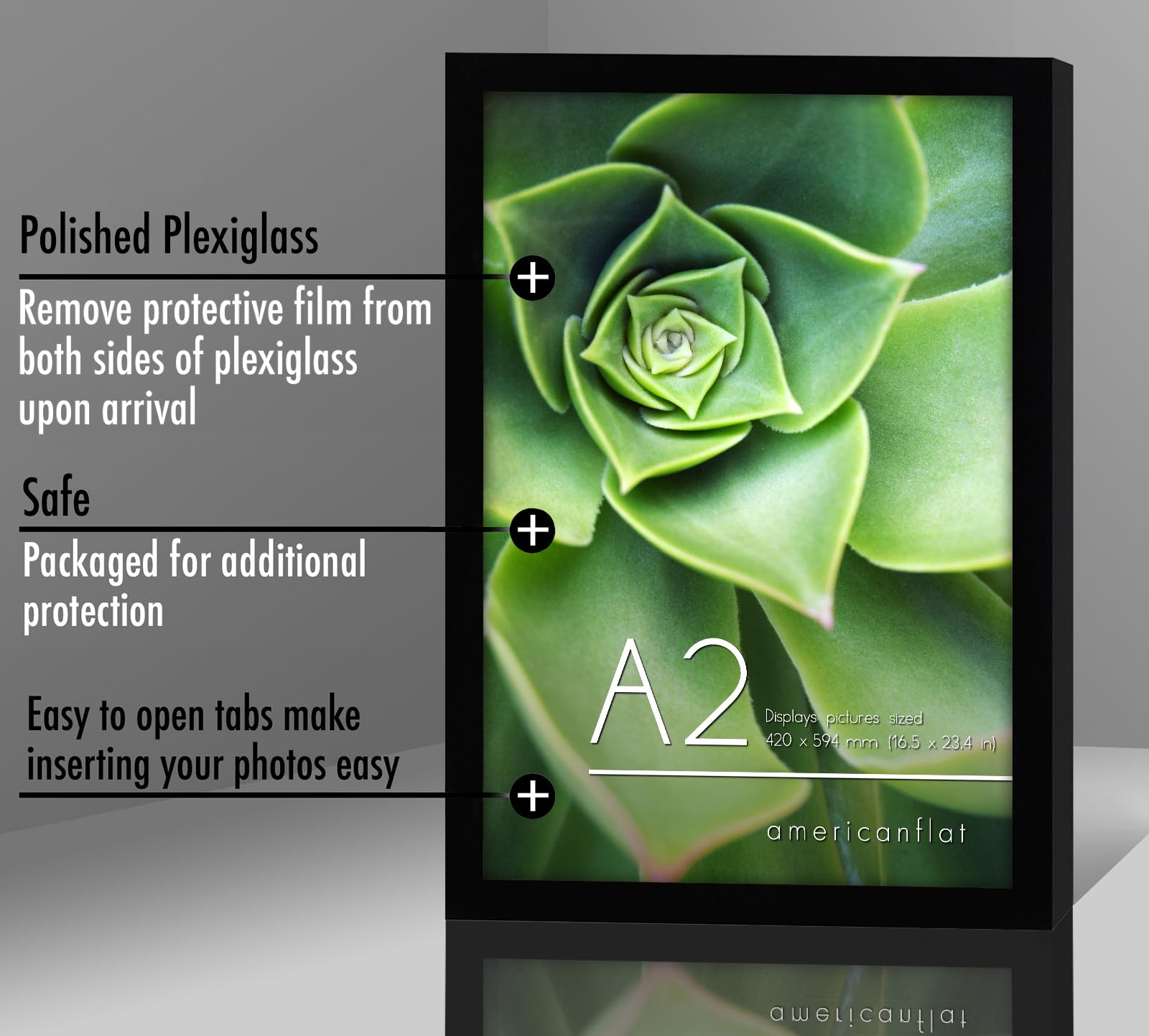 Americanflat A2 frame hung vertically showing portrait display and space-saving appeal