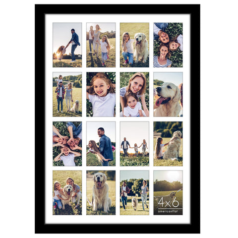 Americanflat front view of 18x26 collage frame showing elegant black finish and neat display benefit
