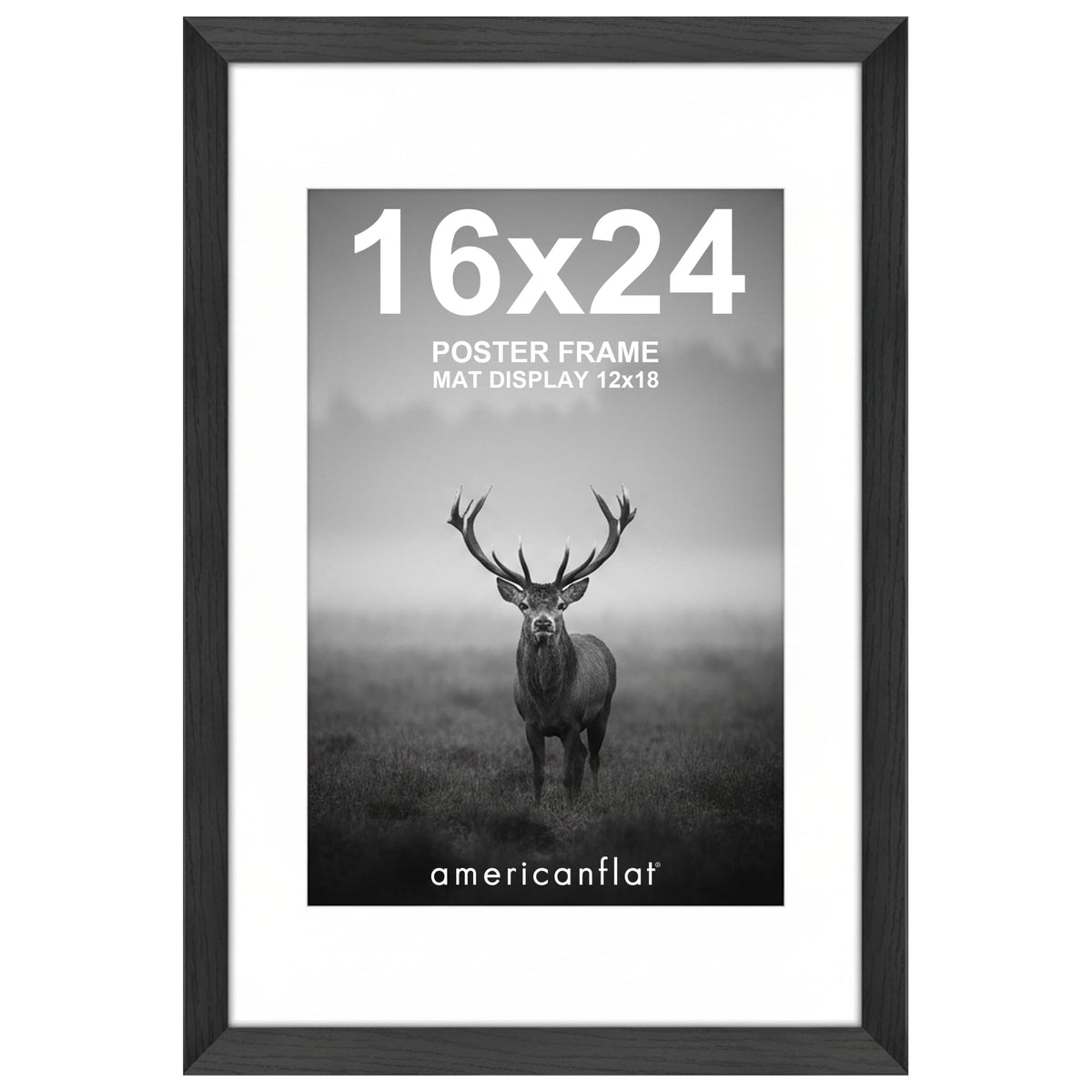 Americanflat front view showing black frame and benefit clear presentation