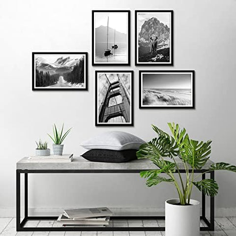 Americanflat gallery wall configuration with five frames offering cohesive, modern decor benefit