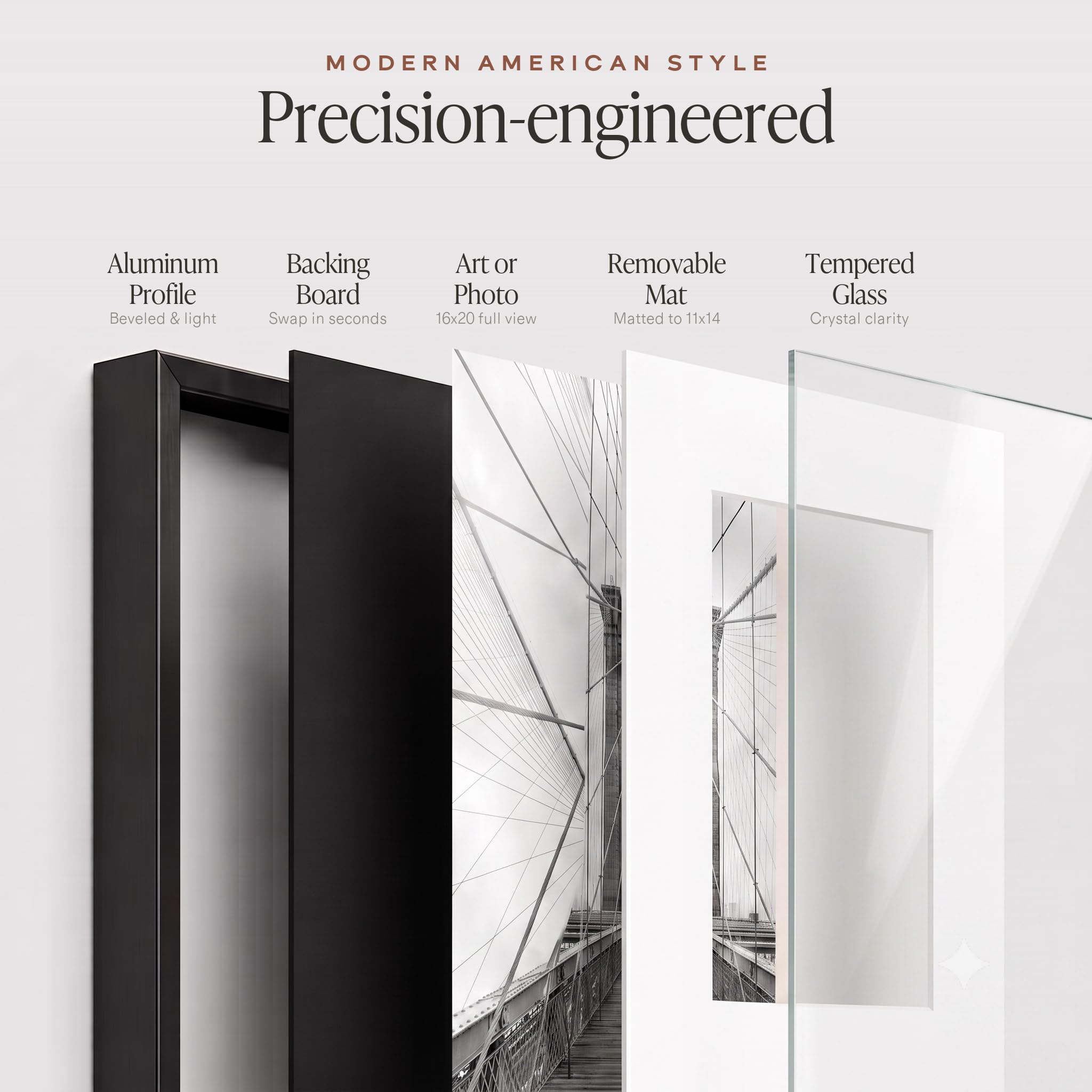Americanflat shatter-resistant glass closeup protecting print while maintaining clarity
