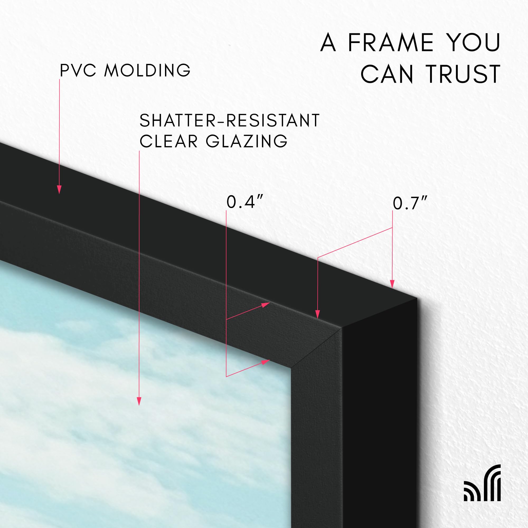 Americanflat hanging hardware and backboard view demonstrating easy vertical or horizontal mounting