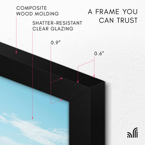 Americanflat hanging hardware and hooks visible for easy vertical or horizontal mounting