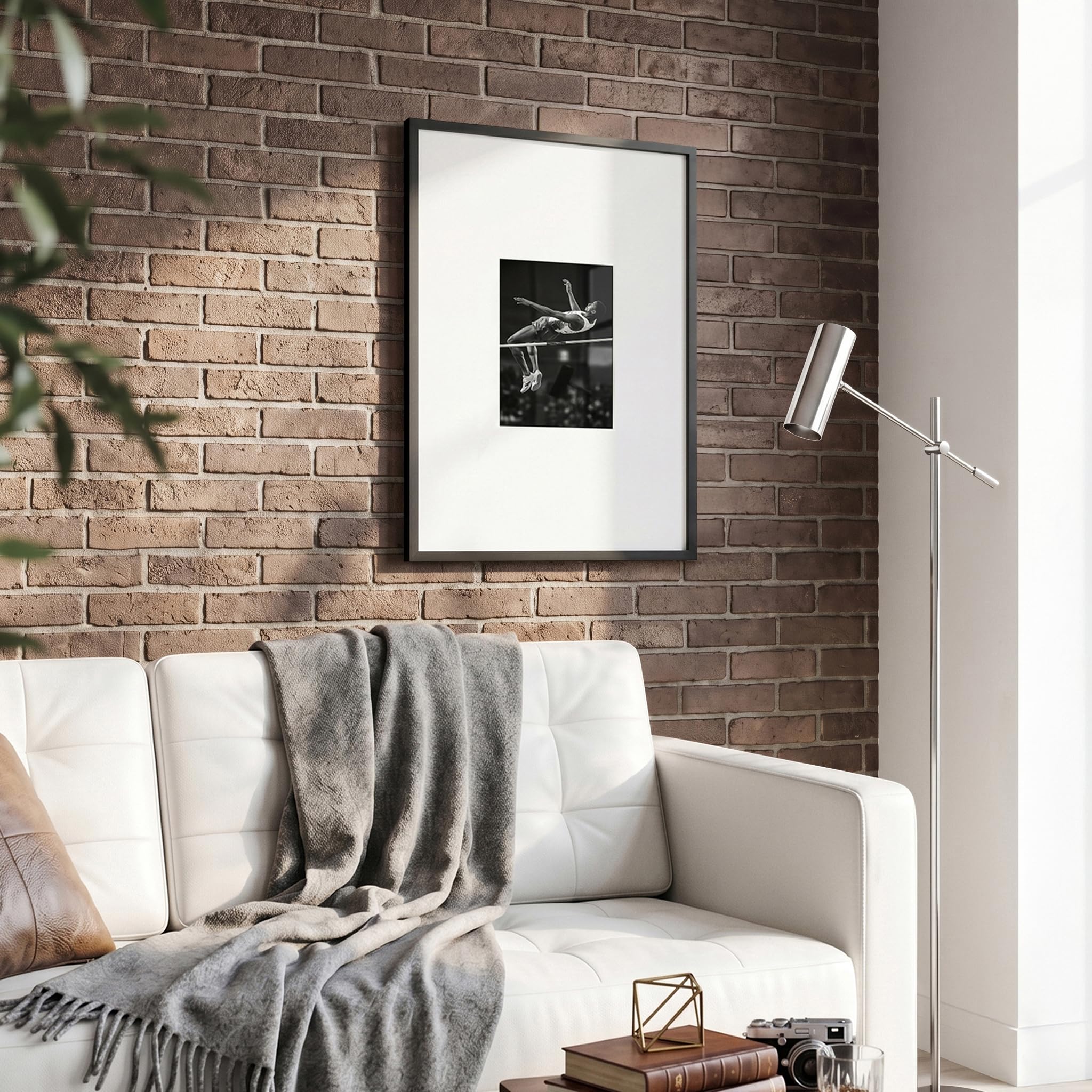 Americanflat framed print in living room adding polished décor and visual impact benefit