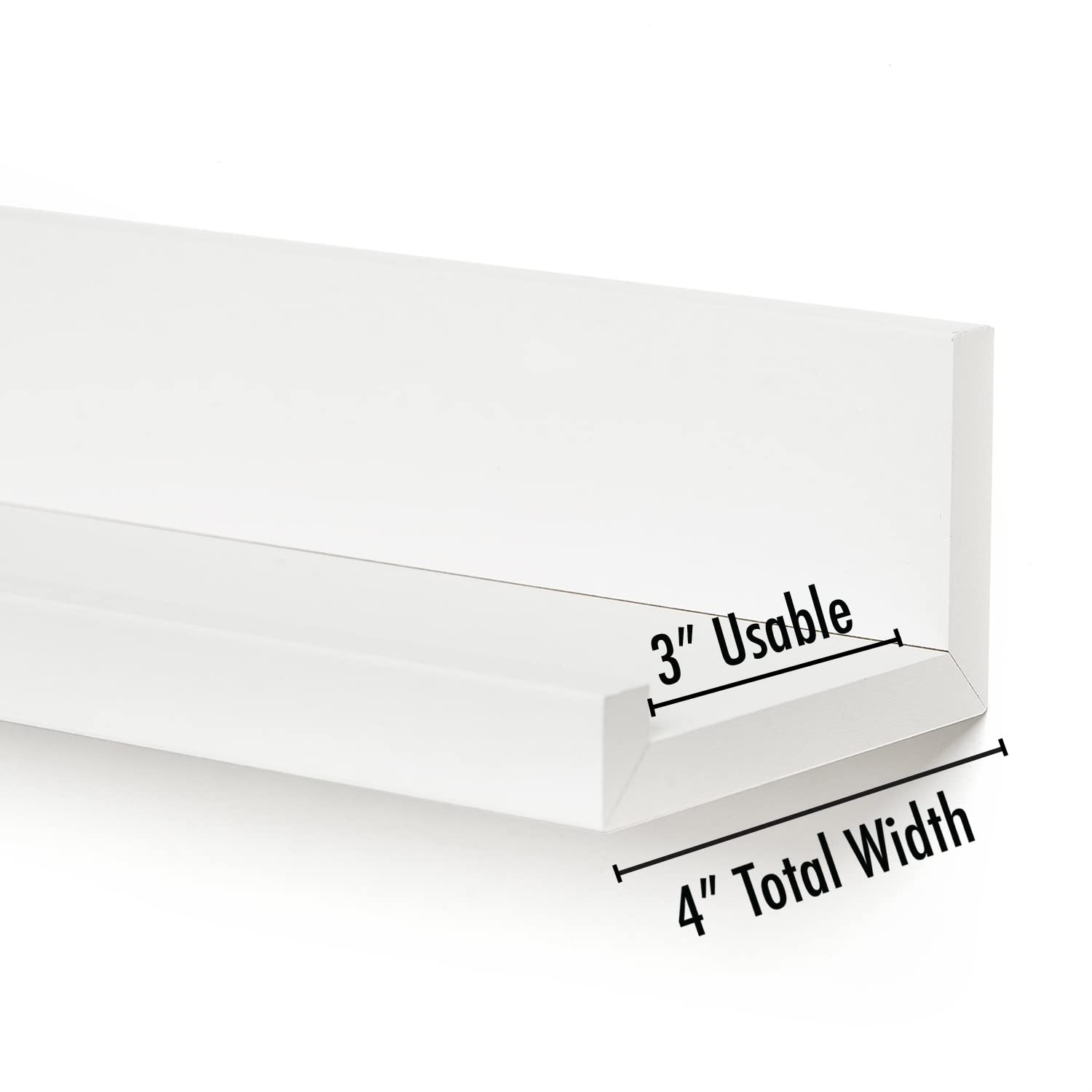 Americanflat shelves styled in a bedroom displaying photos and small plants