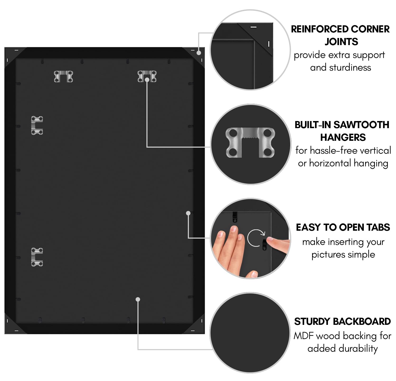 Americanflat included hanging hardware displayed for simple vertical and horizontal mounting