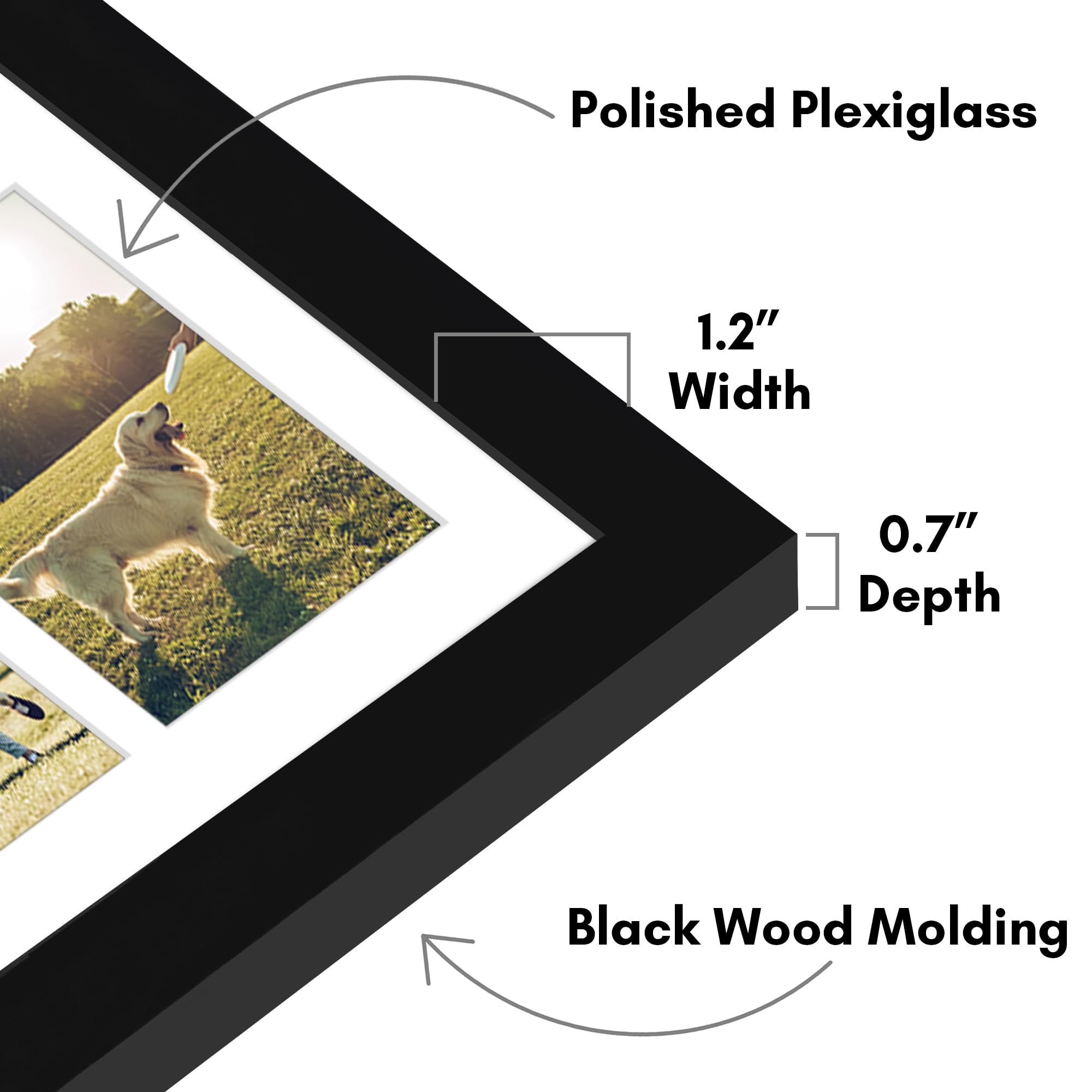 Americanflat mat holding sixteen 4x6 photos demonstrating tidy multi-photo presentation benefit