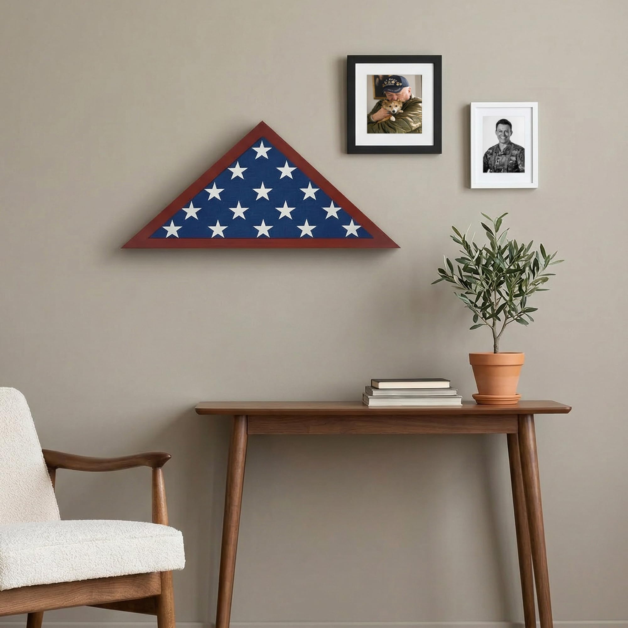 Americanflat on mantel lifestyle display conveying respectful home tribute