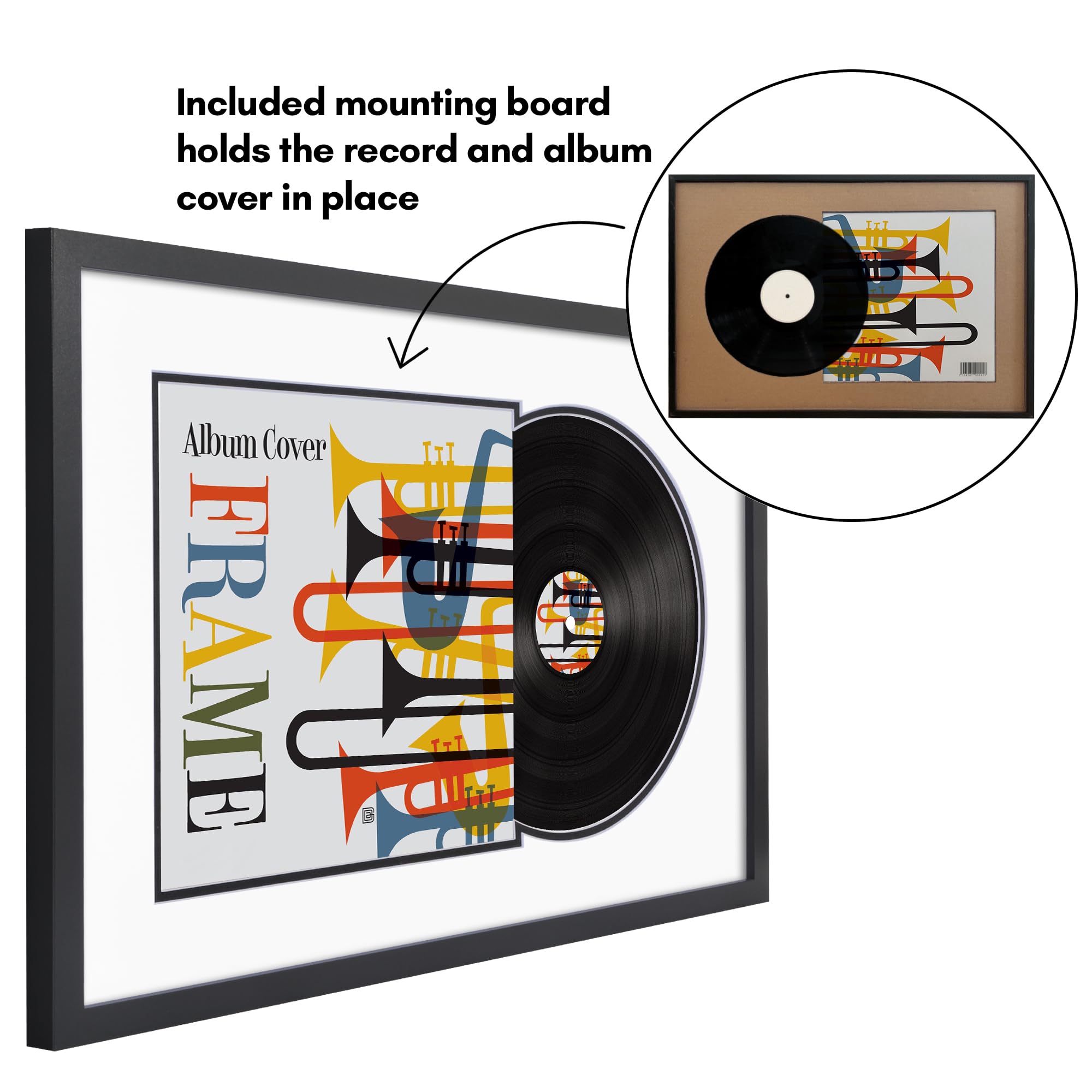 Americanflat frame beside a record to show size and accurate scale for buyers