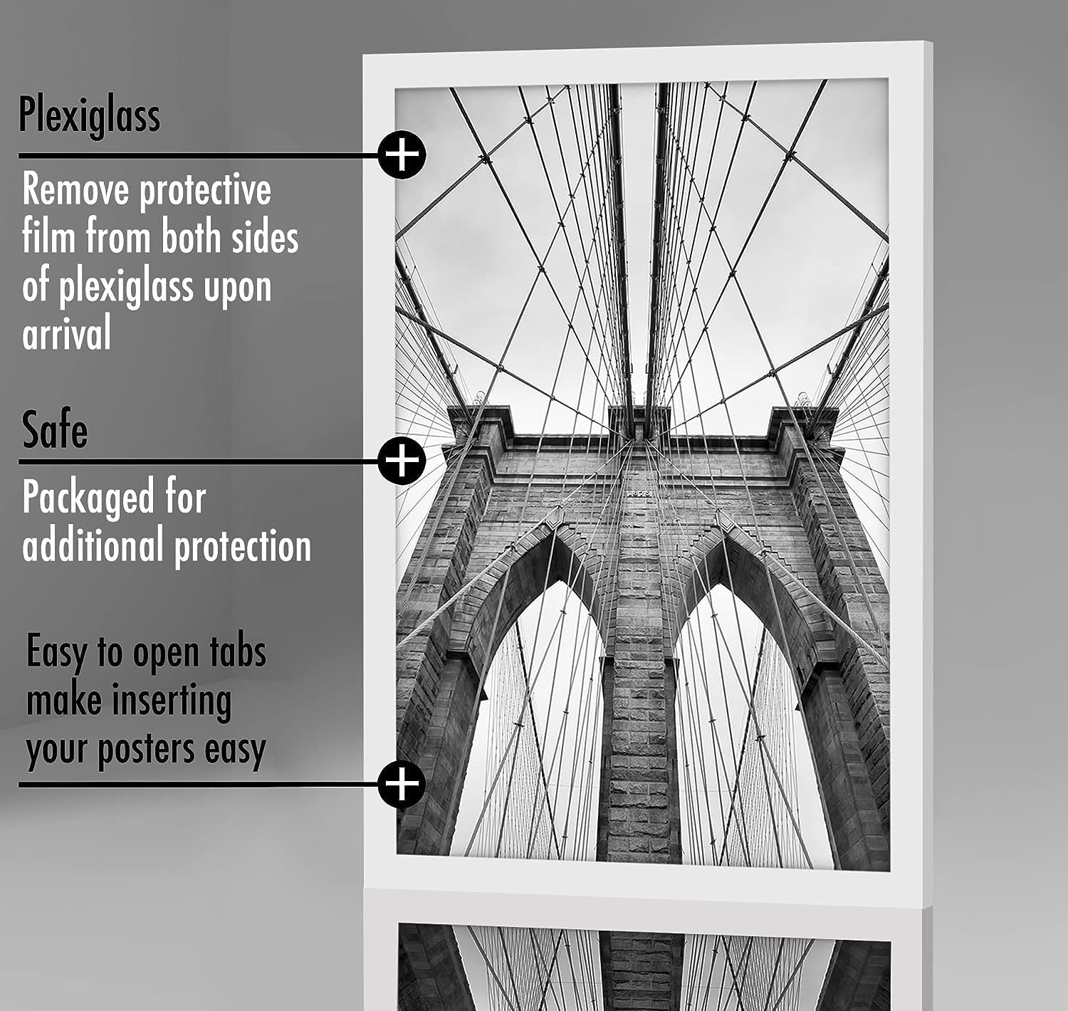 Americanflat frame beside 20x30 poster for scale showing accurate fit and proportion