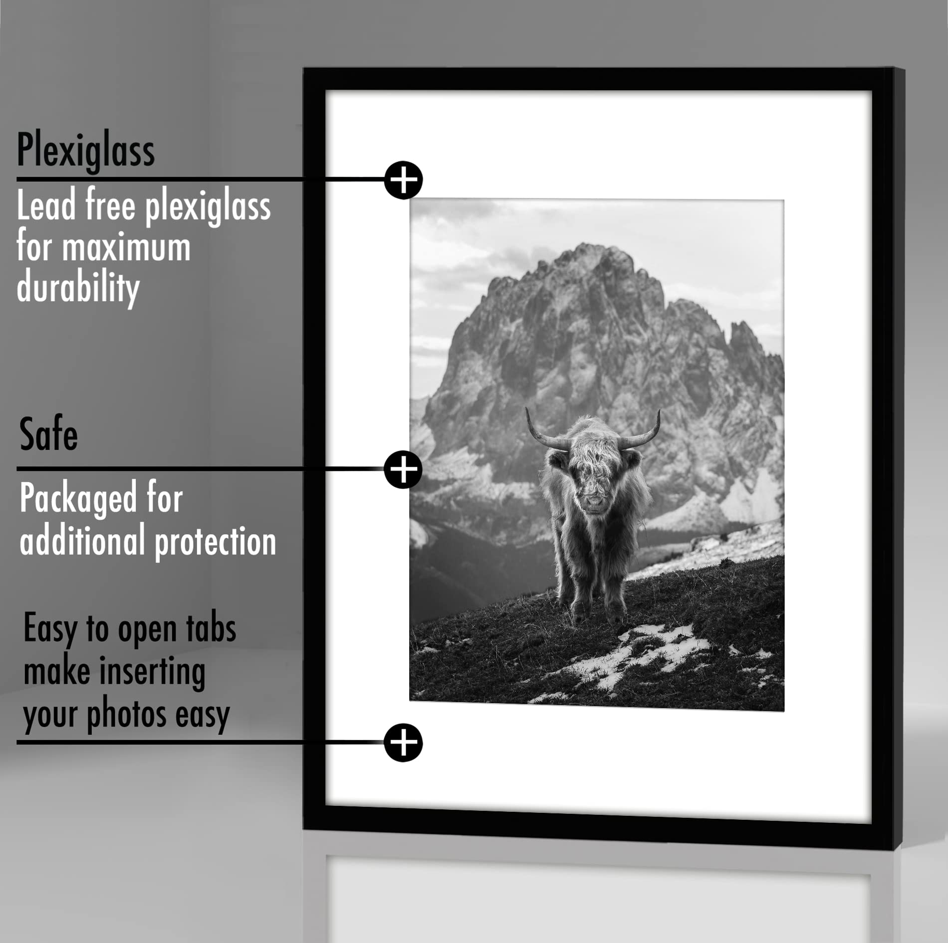 Americanflat frame next to book showing scale and space-saving benefit