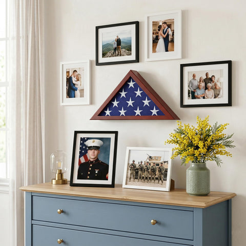 Americanflat on mantel showing elegant tabletop display benefit