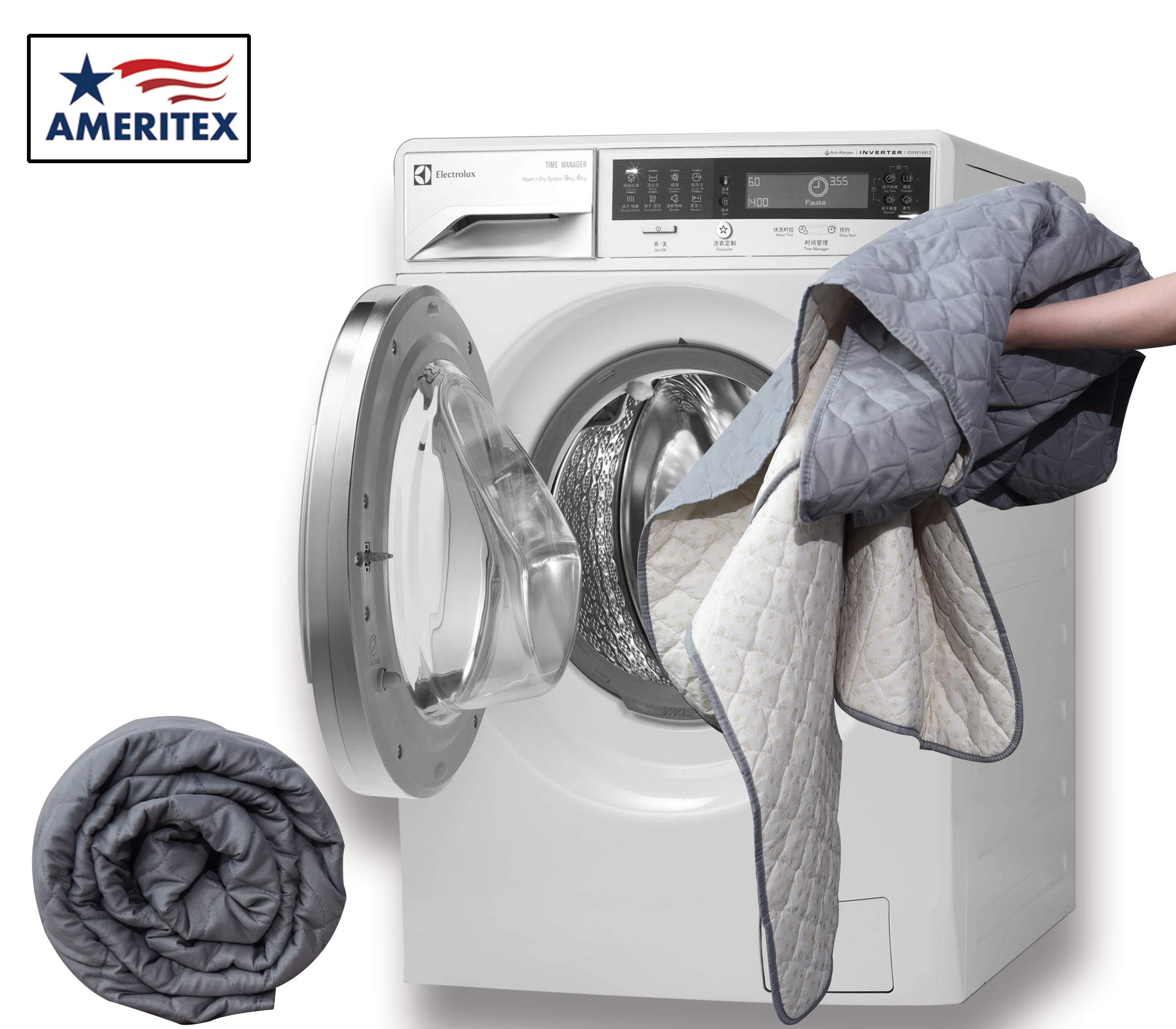 Ameritex with pet on recliner preventing hair and stains effectively