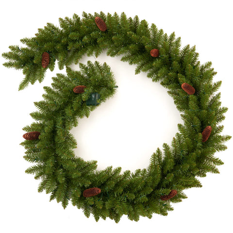 AMERZEST garland next to a measuring tape showing 9 ft length for accurate space planning