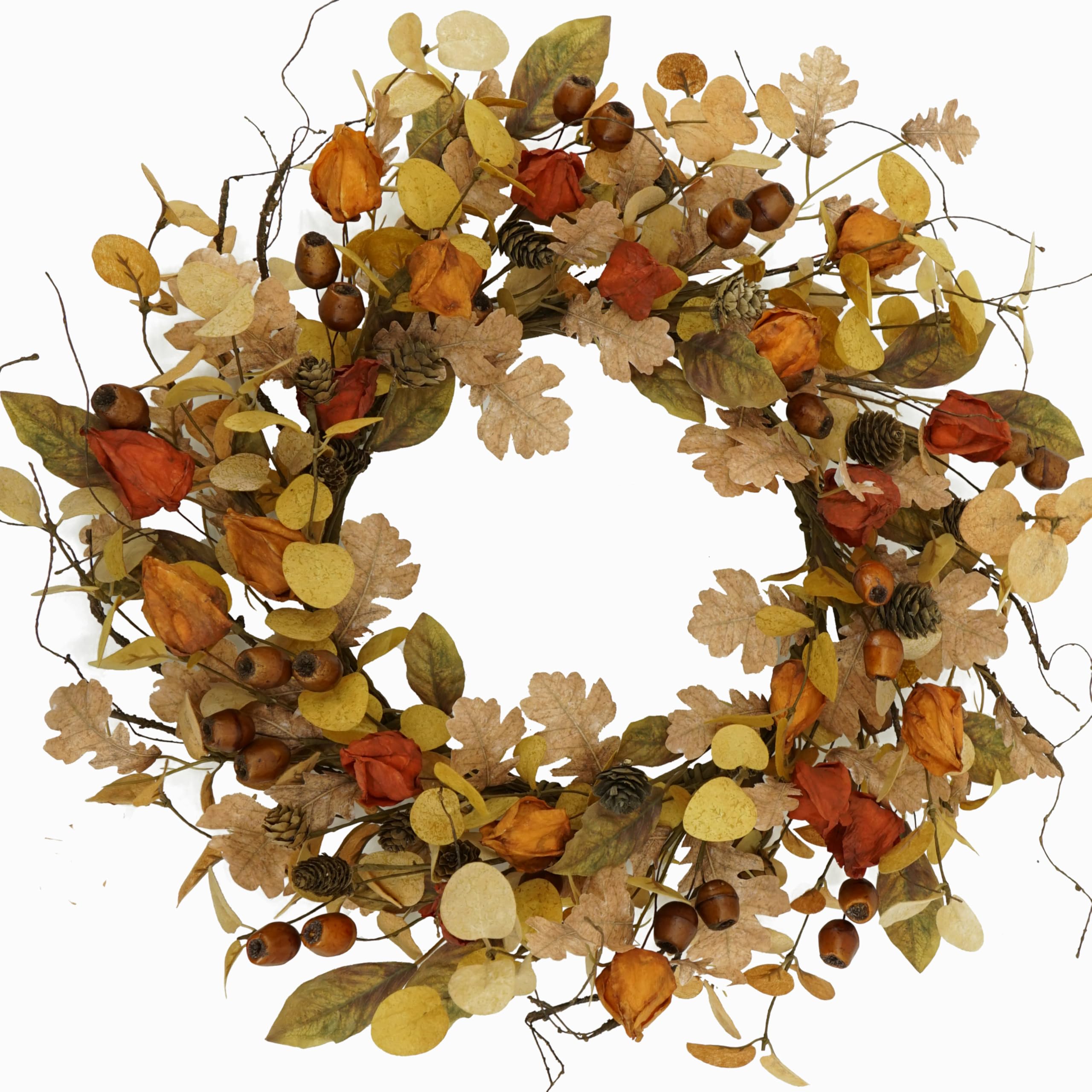 AMF0RESJ front door wreath adding warm seasonal curb appeal