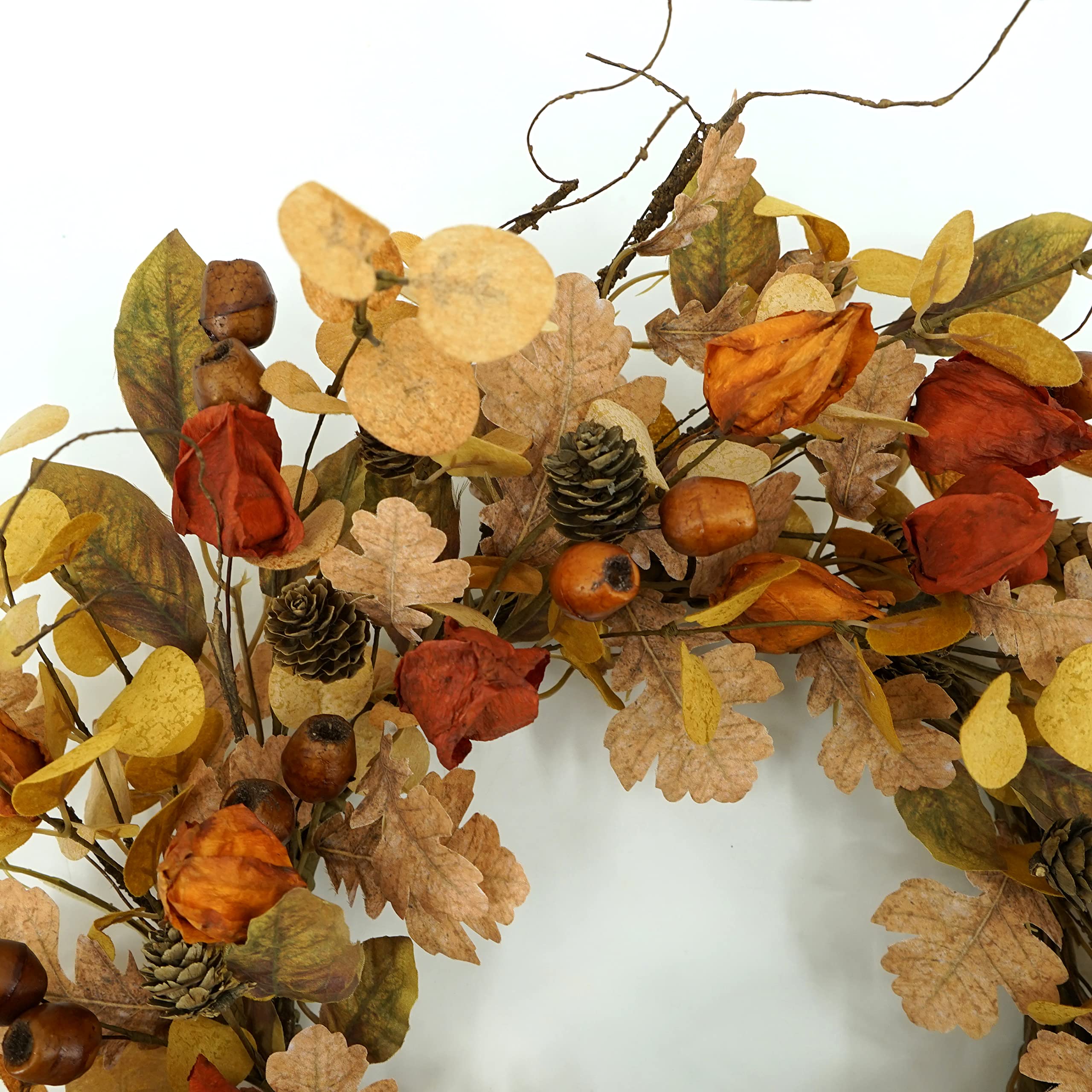 AMF0RESJ wreath on mantel creating cozy fall indoor ambiance
