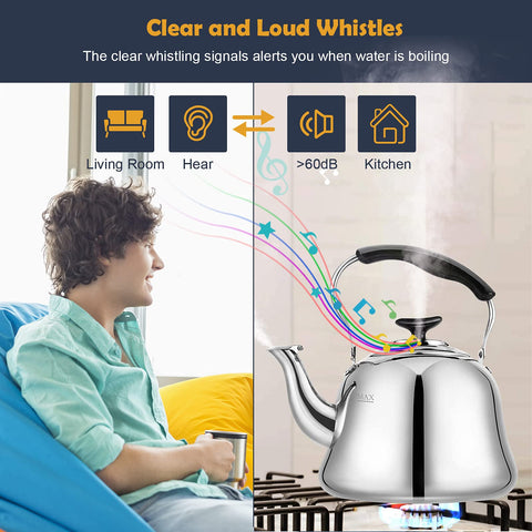 AMFOCUS close-up of spout whistle for loud boiling alerts