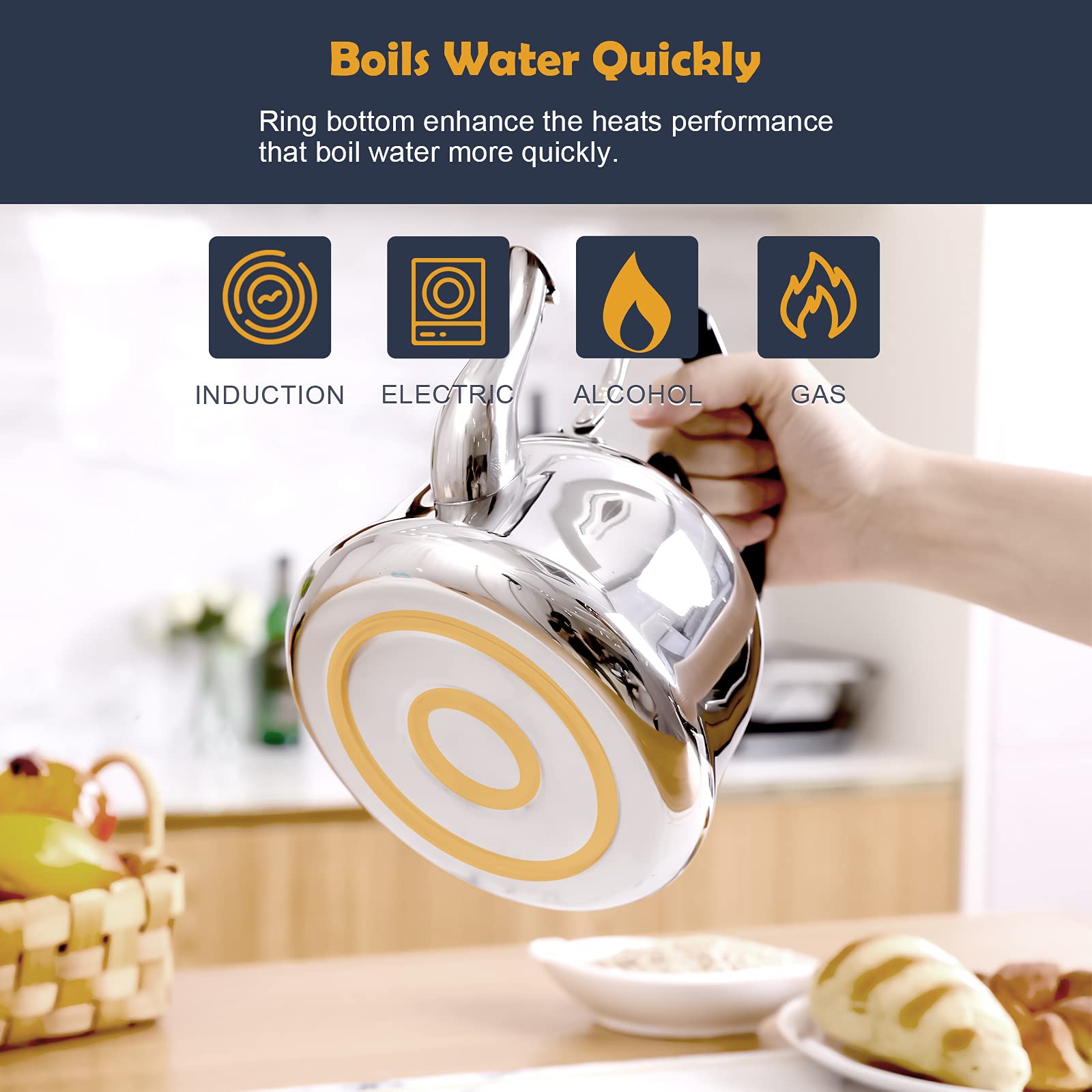 AMFOCUS next to cups showing 2-quart capacity for multiple servings