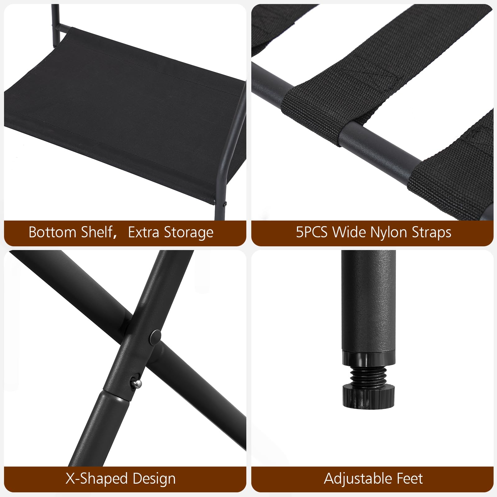 AMHANCIBLE adjustable feet close-up showing stability on uneven floors and balanced support benefit