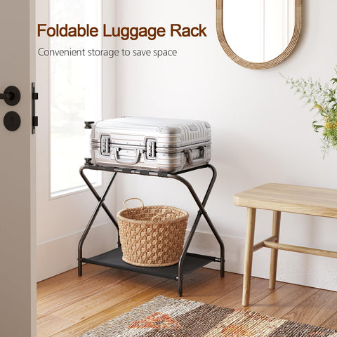 AMHANCIBLE close view of bottom fabric shelf showing extra storage and organized packing benefit