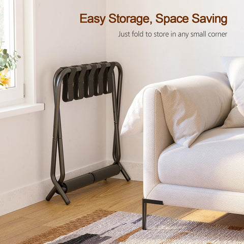 AMHANCIBLE folded luggage rack flat for storage showing compactness and space-saving benefit