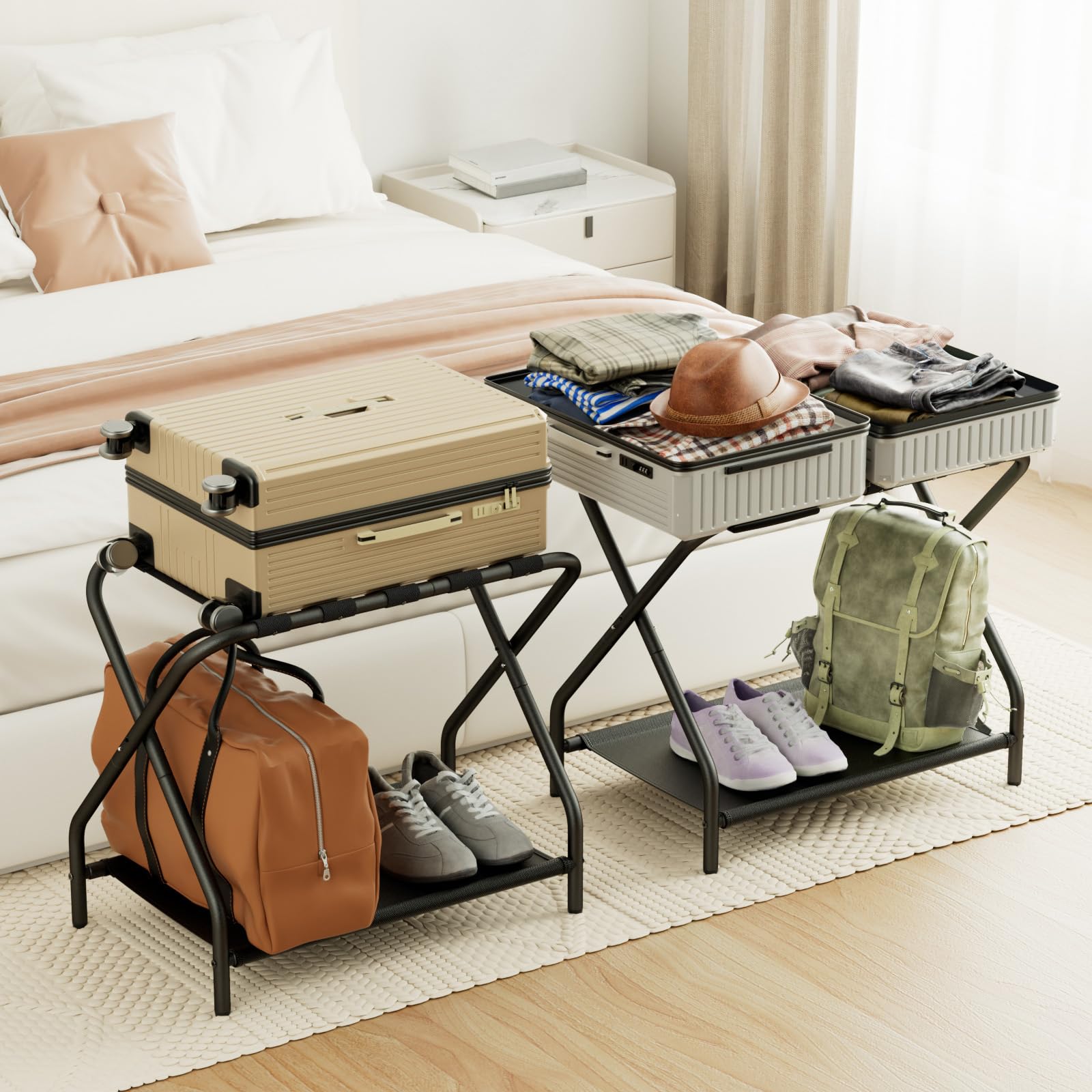 AMHANCIBLE close-up of nylon straps on top shelf demonstrating secure support and durability