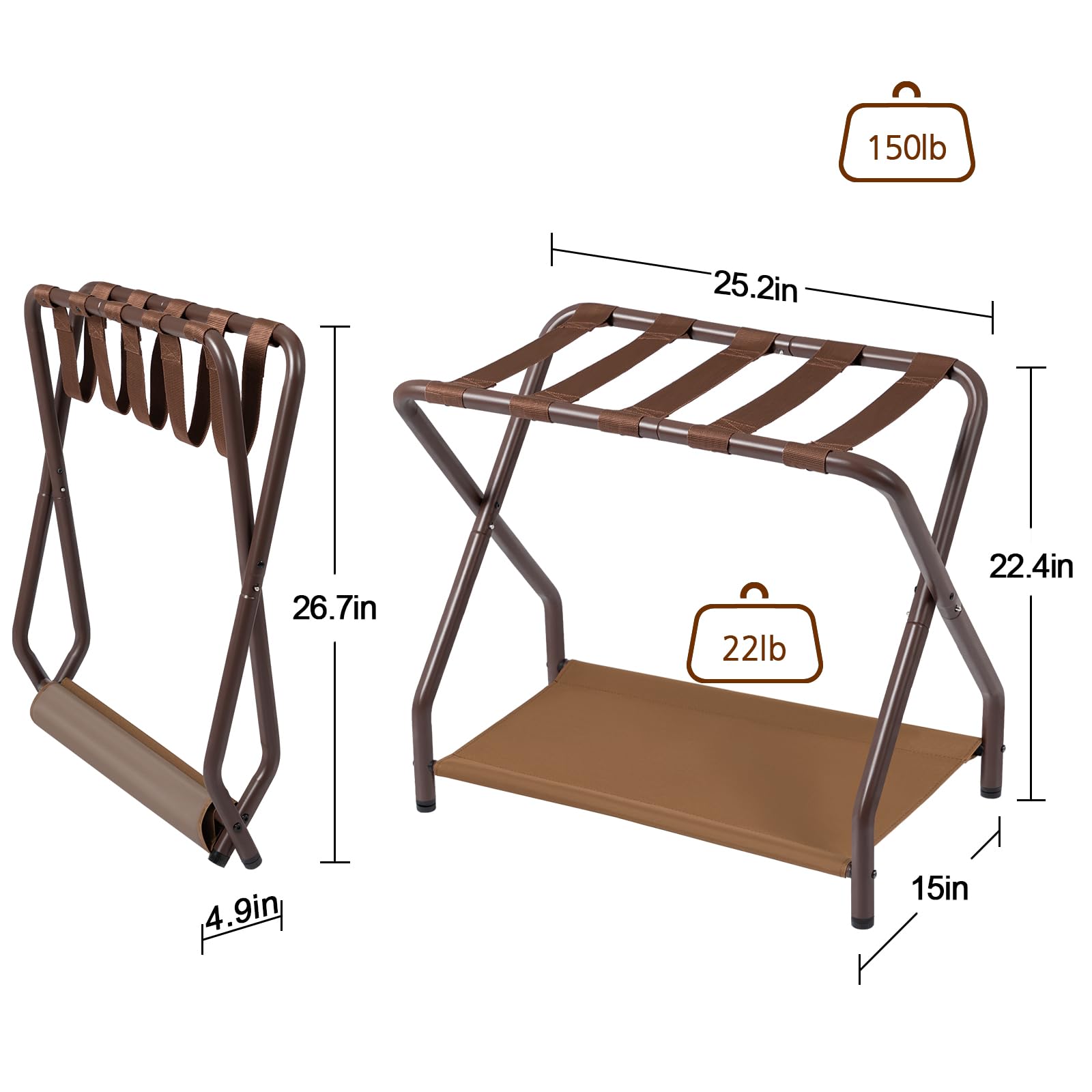 AMHANCIBLE top shelf with suitcase showing stable weight-bearing benefit