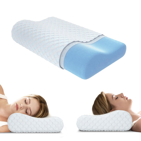 AMICLIBER contoured neck pillow front profile showing ergonomic shape and support