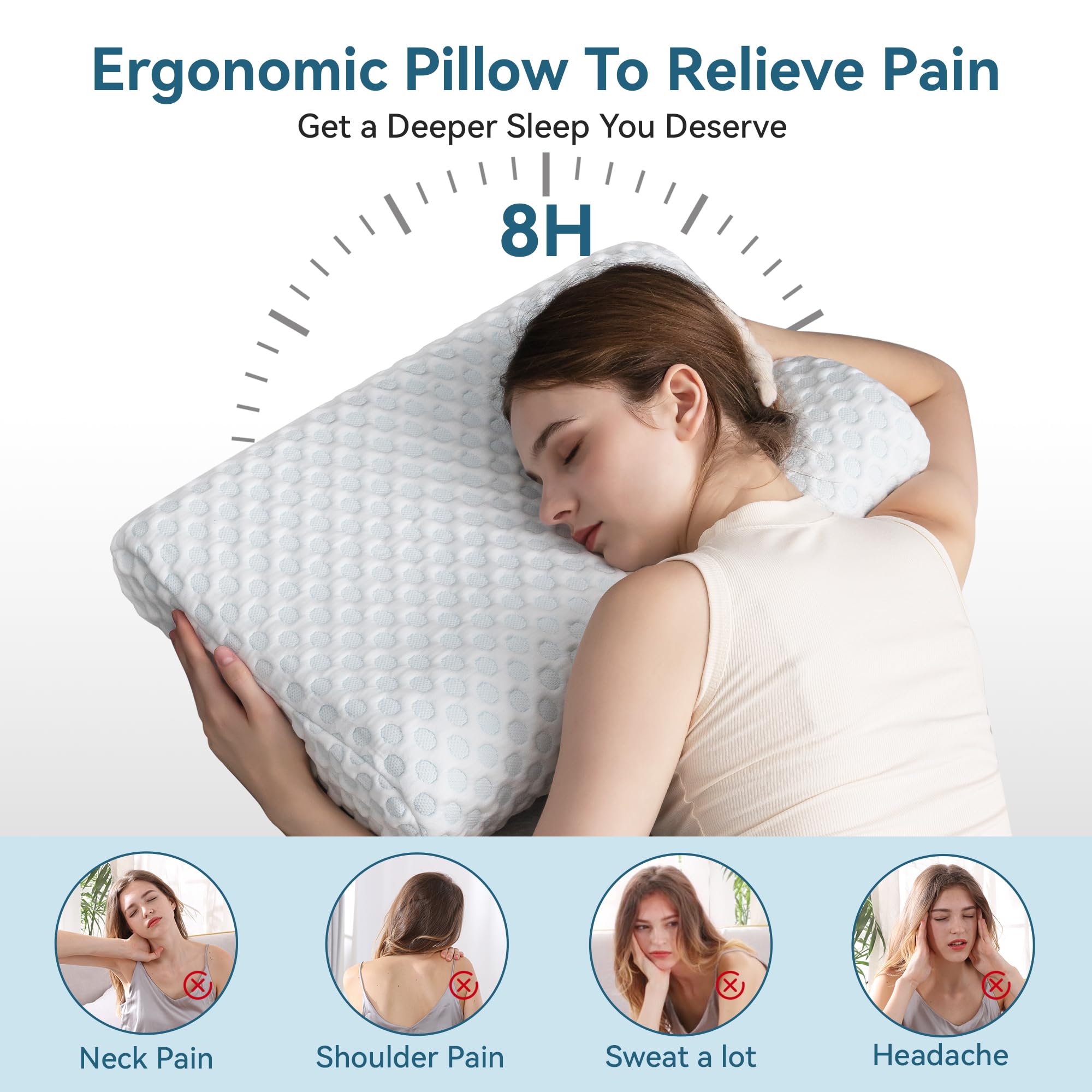 AMICLIBER pillow mesh side panels highlighting breathability for cooler sleep