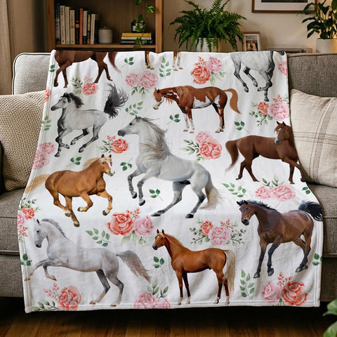 Amilient horse floral front view showing full pattern and cozy look