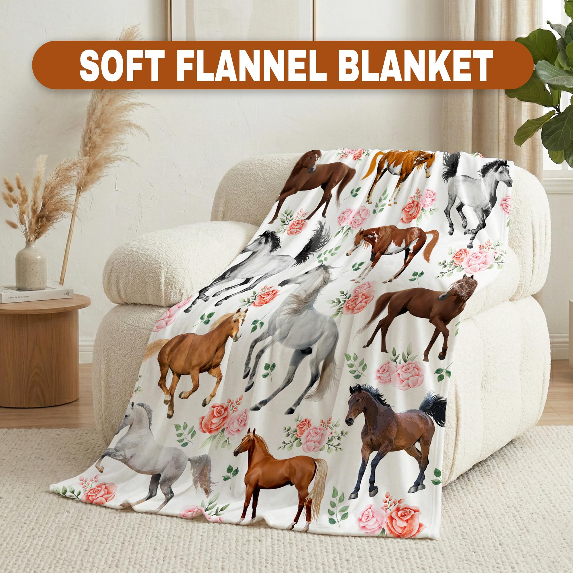 Amilient horse floral draped on sofa creating warm farmhouse vibe