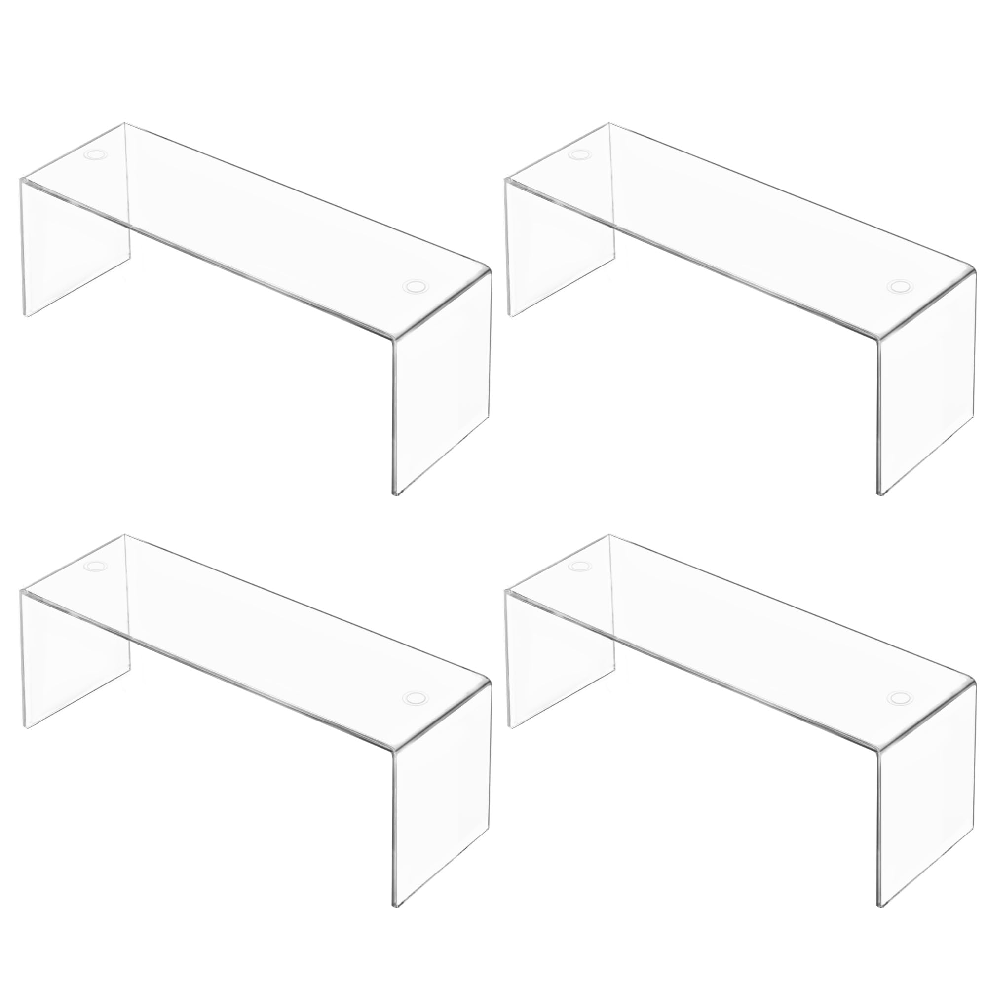 Aminigram clear risers front view showing four-pack and clear finish benefit visibility
