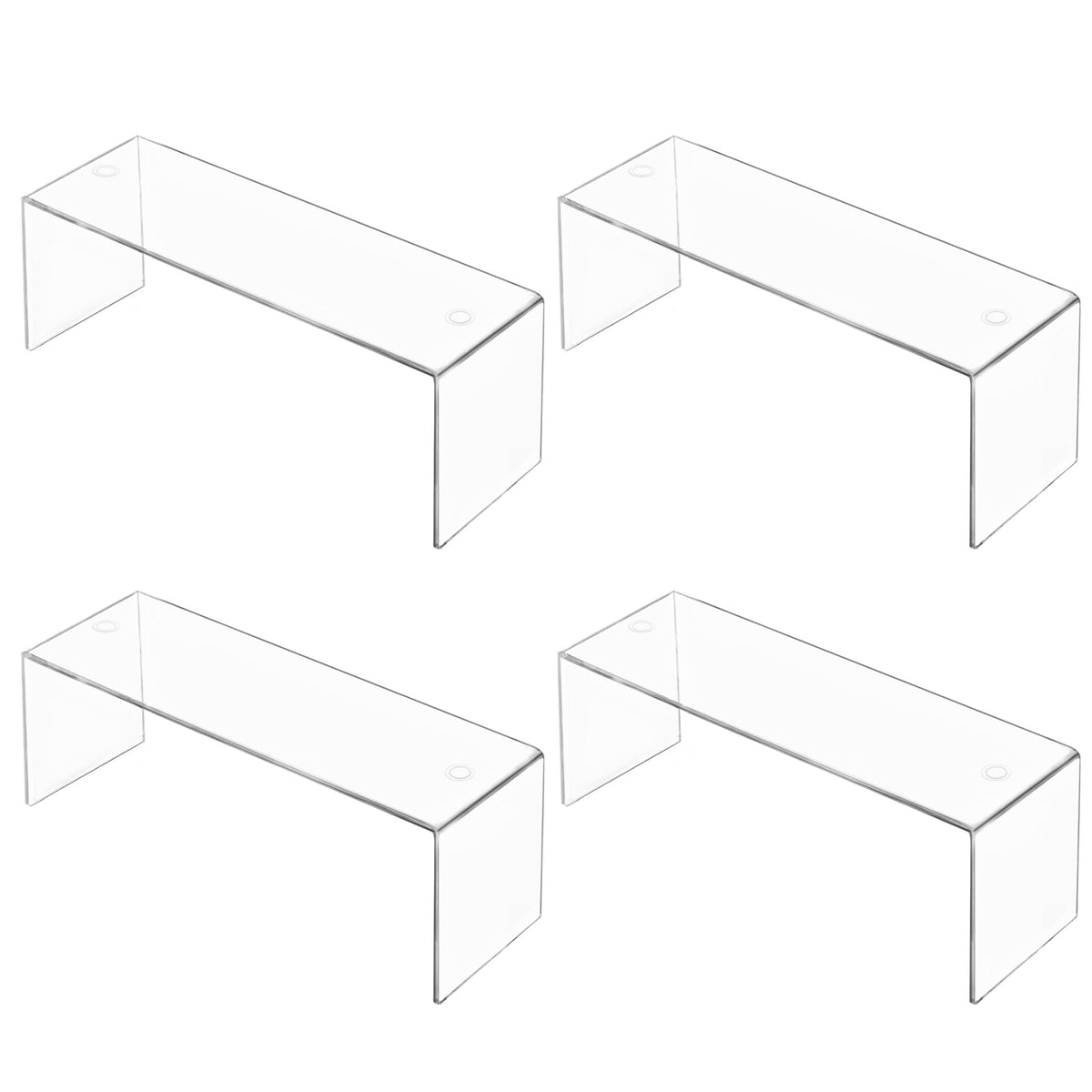 Aminigram clear risers front view showing four-pack and clear finish benefit visibility