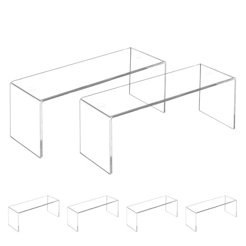 Aminigram front view of four clear risers showing clean display benefit