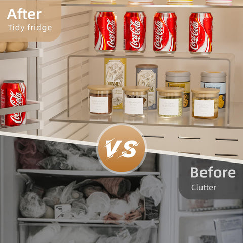 Aminigram risers inside cabinet organizing spice jars for quick label visibility