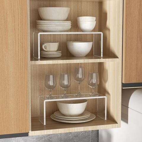 Aminigram kitchen cabinet lifestyle shot with open doors showing organized shelves
