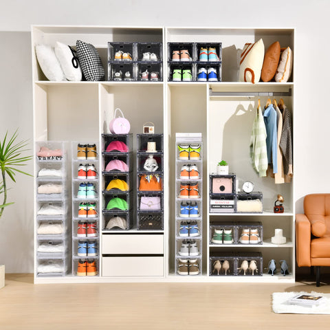 Amllas using boxes for cosmetics and shoes showing versatile storage
