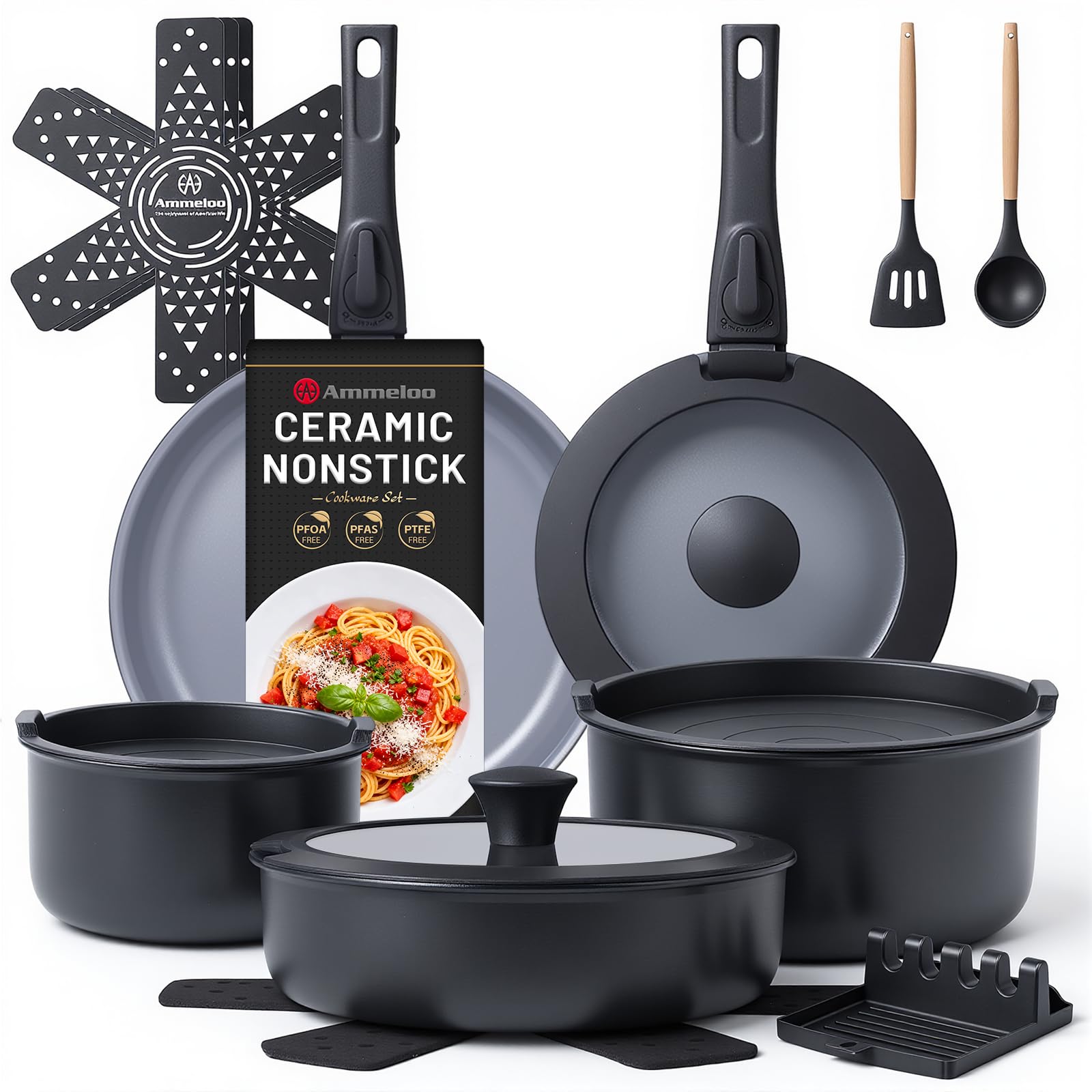 Ammeloo front packaging showing full 18-piece set and benefits