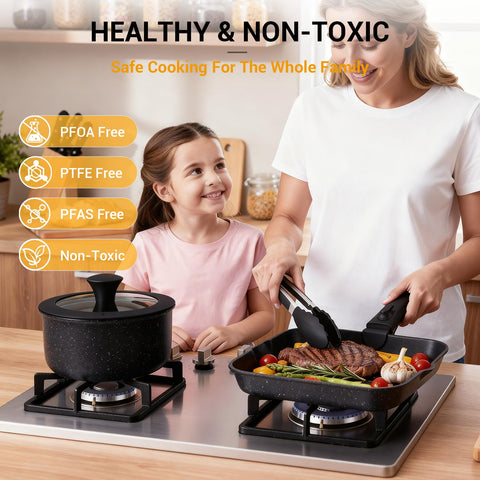 Ammeloo grill pan in use searing vegetables for even browning benefit