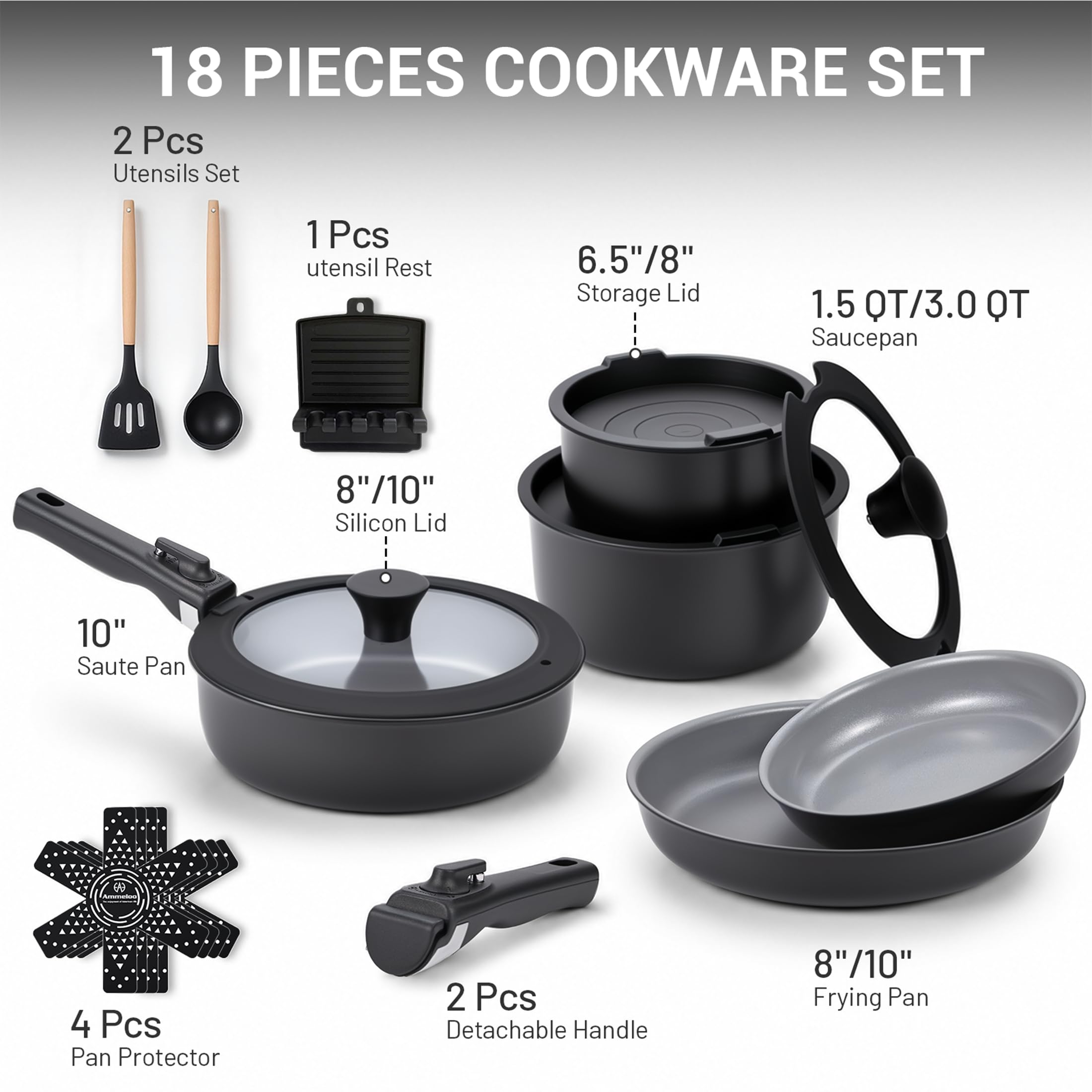 Ammeloo cookware in oven without handle enabling oven use
