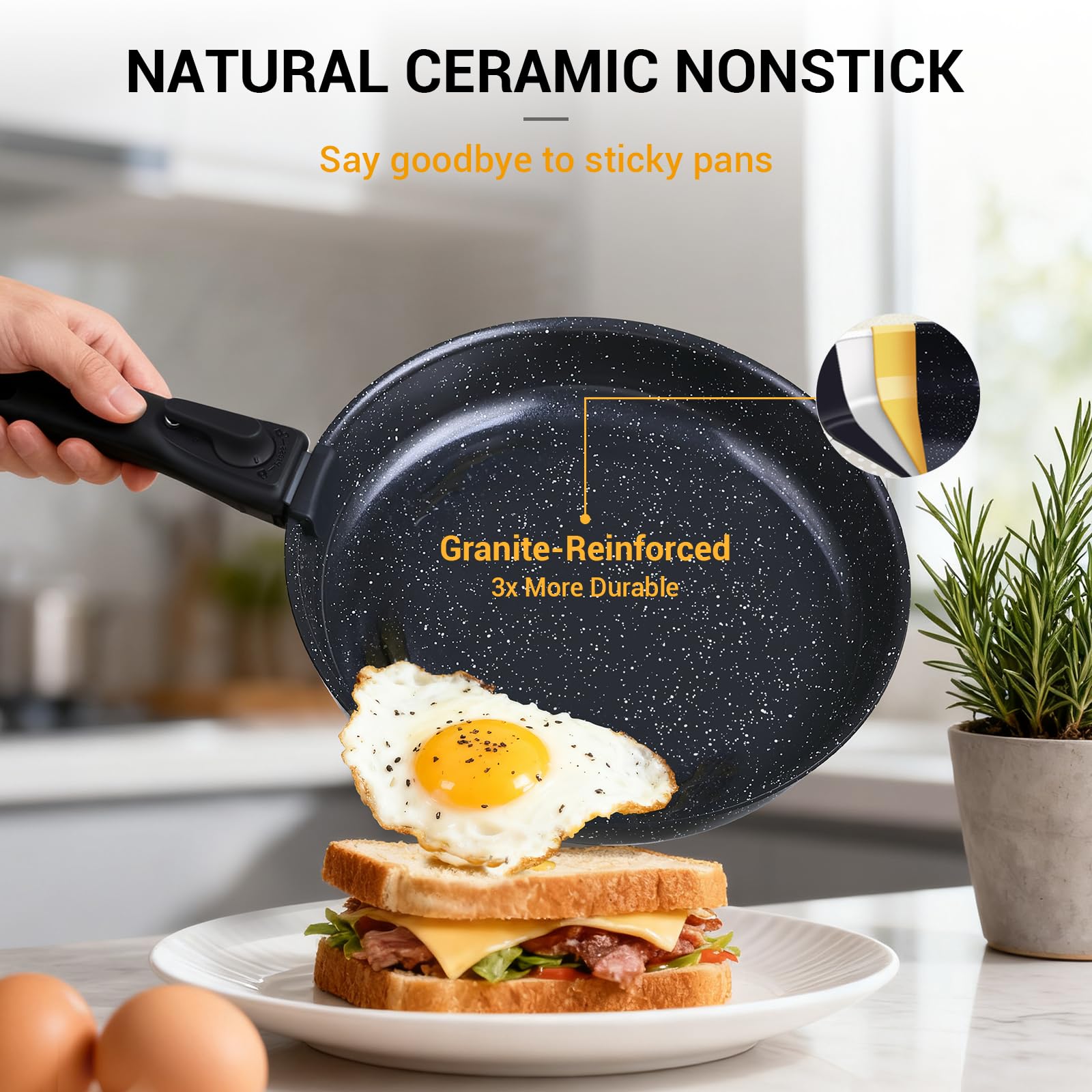 Ammeloo nestable pans stacked to demonstrate compact storage saving cabinet space