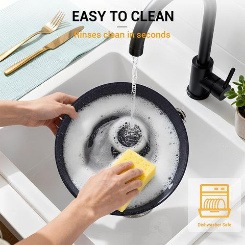 Ammeloo nested pans in cabinet illustrating compact, space-saving storage