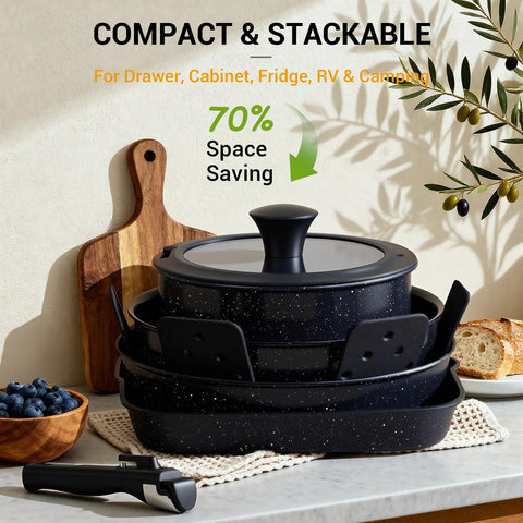 Ammeloo stacked storage showing space-saving design ideal for small kitchens