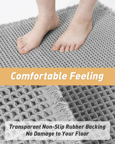 AMOAMI clear rubber backing detail demonstrating non-slip grip for safer bathrooms